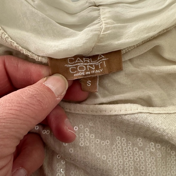 Carla Conti Tops - Carla Conti Cream Sequin Blouse
